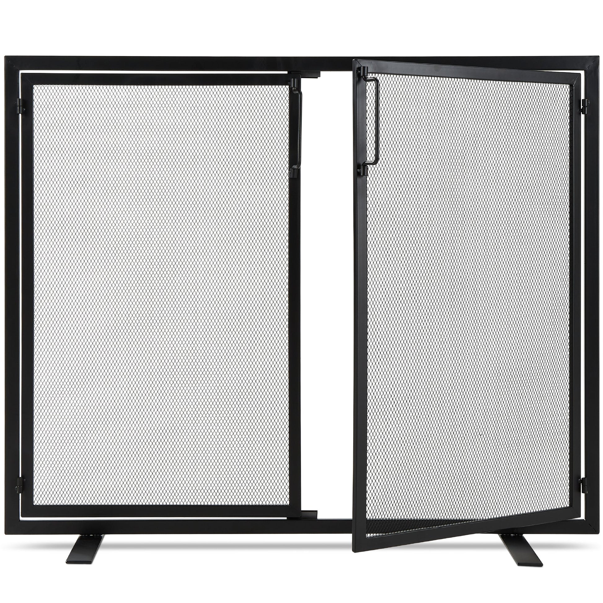 2-Door Wrought Iron Fireplace Screen w/ Magnetic Doors - 38.5x41in