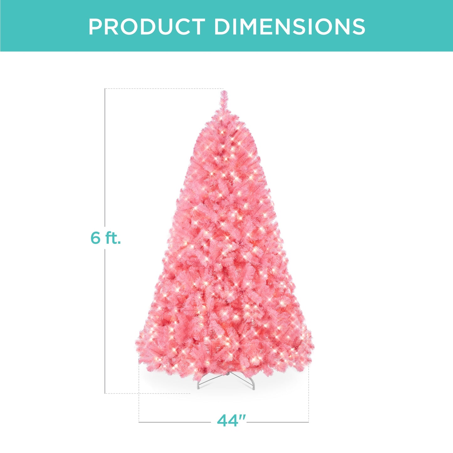 Pre-Lit Artificial Pink Christmas Tree w/ Incandescent Lights, Metal Stand