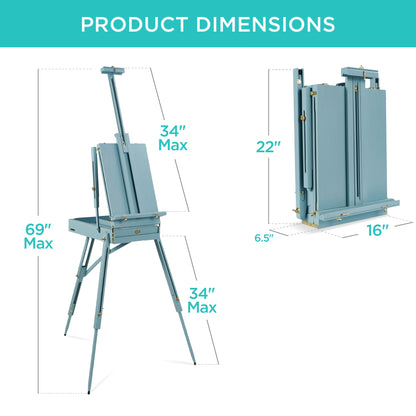 Portable Wooden French Easel w/ 32pc Beginners Kit