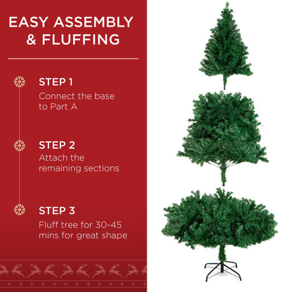 Premium Artificial Pre-Lit Pine Christmas Tree w/ 1,000 Tips, 250 Lights