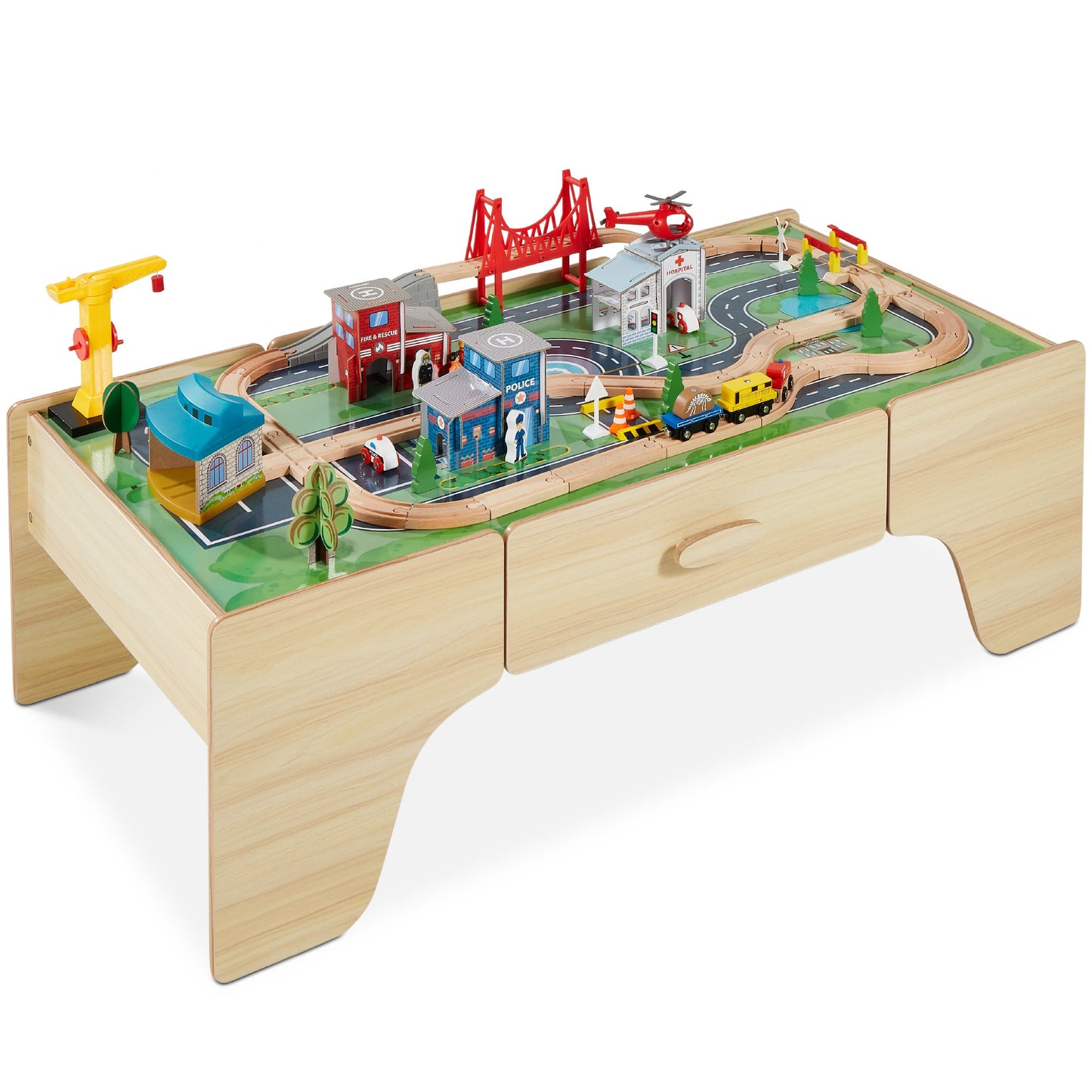 35-Piece Train Table, Large Multipurpose Playset w/ Reversible Table Top
