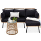 Rope Woven Sectional, L-Shape Sofa Set w/ Detachable Lounger, Table