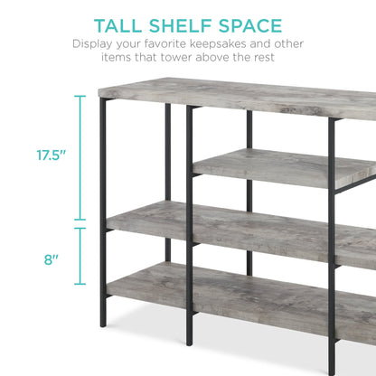 4-Tier Industrial Console Table w/ Tall Shelf Space - 55in