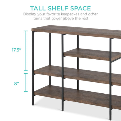 4-Tier Industrial Console Table w/ Tall Shelf Space - 55in