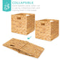 Set of 5 Collapsible Hyacinth Storage Baskets w/ Inserts - 10.5x10.5in