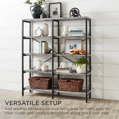 Industrial Bookshelf for Living Room, Walkway w/ Elevated Design - 55in