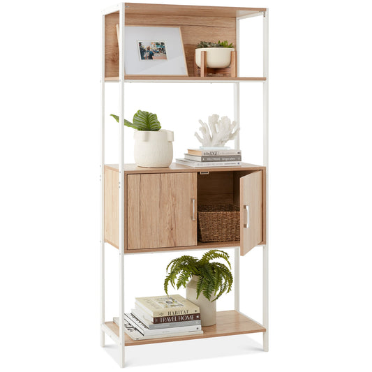 Storage Bookshelf for Living Room, Walkway w/ Cabinet, Elevated Design