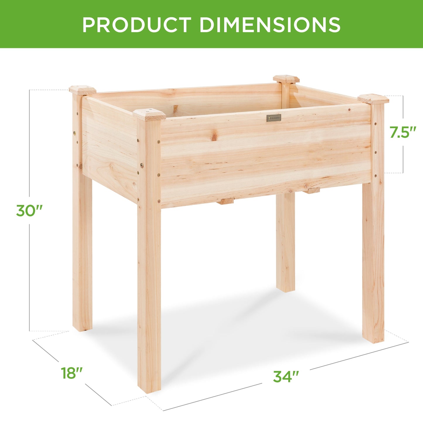 Raised Garden Bed, Elevated Wood Planter Box Stand w/ Bed Liner - 34x18x30in
