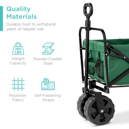 Indoor Outdoor Utility Cart w/ 360-Degree Wheels, Adjustable Handle - 36in