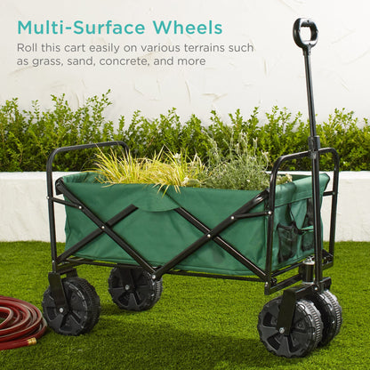 Indoor Outdoor Utility Cart w/ 360-Degree Wheels, Adjustable Handle - 36in