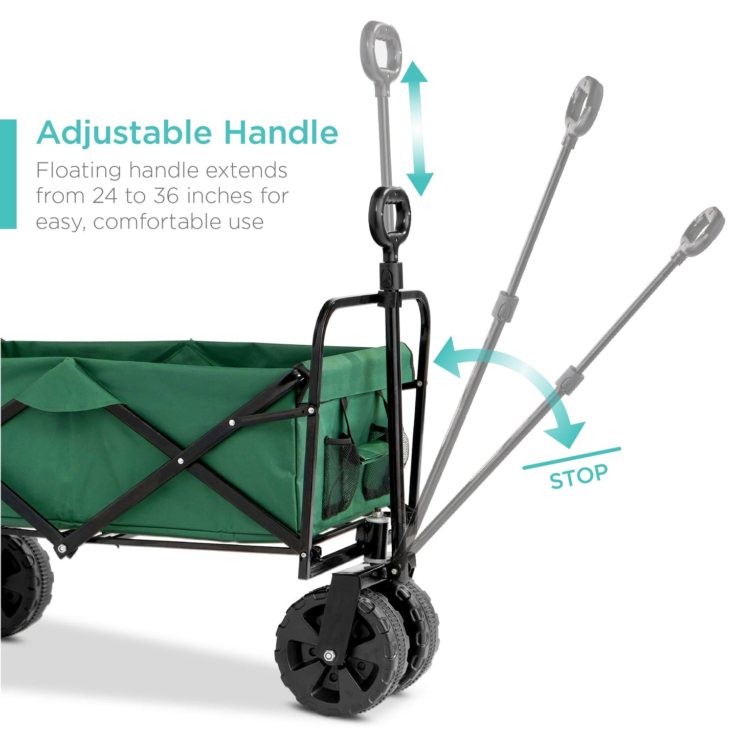 Indoor Outdoor Utility Cart w/ 360-Degree Wheels, Adjustable Handle - 36in