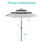 3-Tier Solar Patio Umbrella w/ LED Lights, Tilt Adjustment, Crank - 10ft