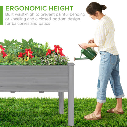 Raised Garden Bed, Elevated Wooden Planter Box w/ Foot Caps - 48x24x30in