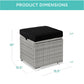 Set of 2 Wicker Ottomans, Multipurpose w/ Removable Cushions, Steel Frame