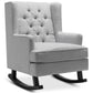 Tufted Upholstered Wingback Rocking Chair