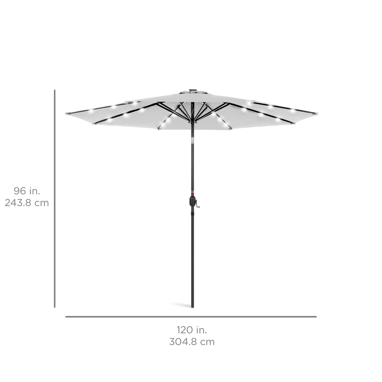 Solar LED Lighted Patio Umbrella w/ Tilt Adjustment, UV-Resistance - 10ft