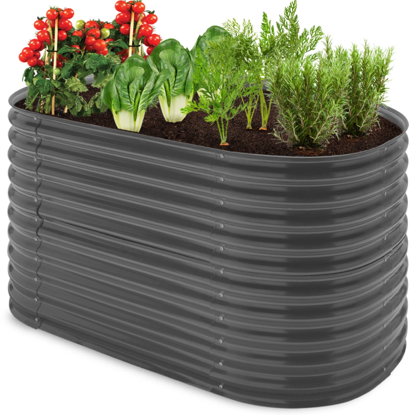 Raised Oval Garden Bed, Customizable Elevated Outdoor Metal Planter - 63in