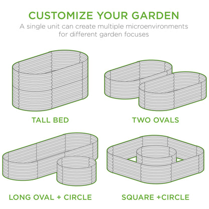 Raised Oval Garden Bed, Customizable Elevated Outdoor Metal Planter - 63in