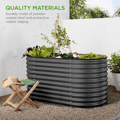 Raised Oval Garden Bed, Customizable Elevated Outdoor Metal Planter - 63in