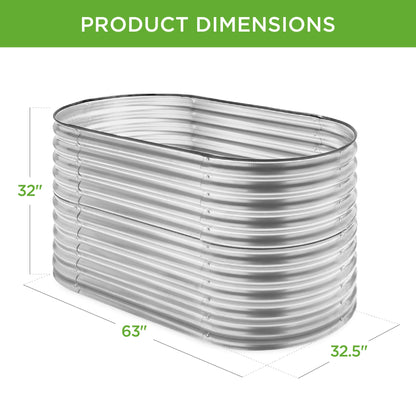 Raised Oval Garden Bed, Customizable Elevated Outdoor Metal Planter - 63in