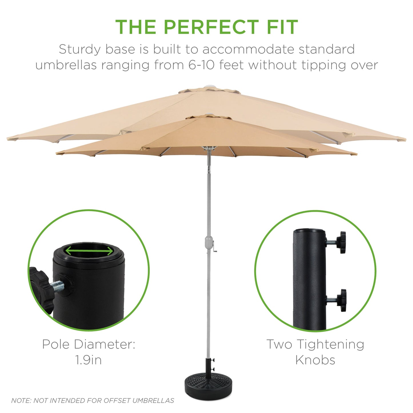 Plastic Patio Umbrella Base Pole Holder Accessory w/ Adjustable Knob