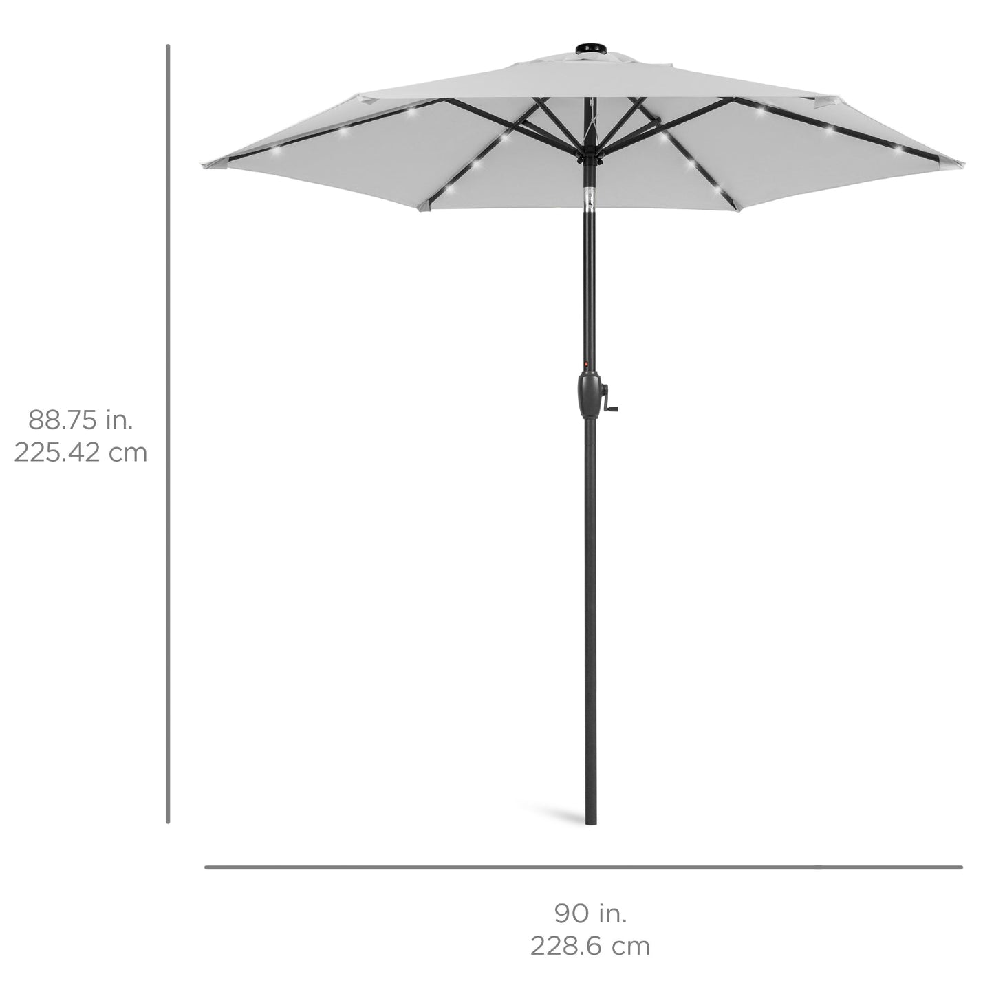 Outdoor Solar Patio Umbrella w/ Push Button Tilt, Crank Lift - 7.5ft