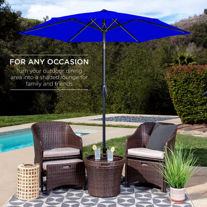 Outdoor Market Patio Umbrella w/ Push Button Tilt, Crank Lift - 7.5ft