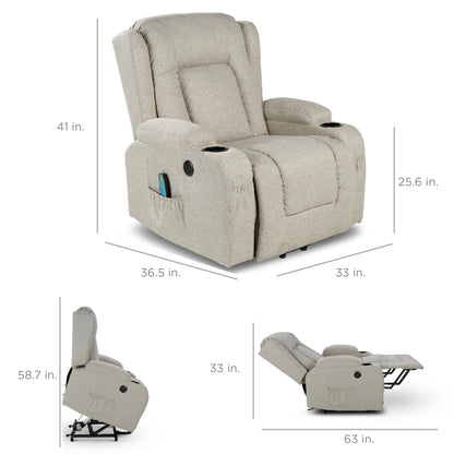 Electric Power Lift Recliner Massage Chair w/ Heat, USB Port, Cupholders