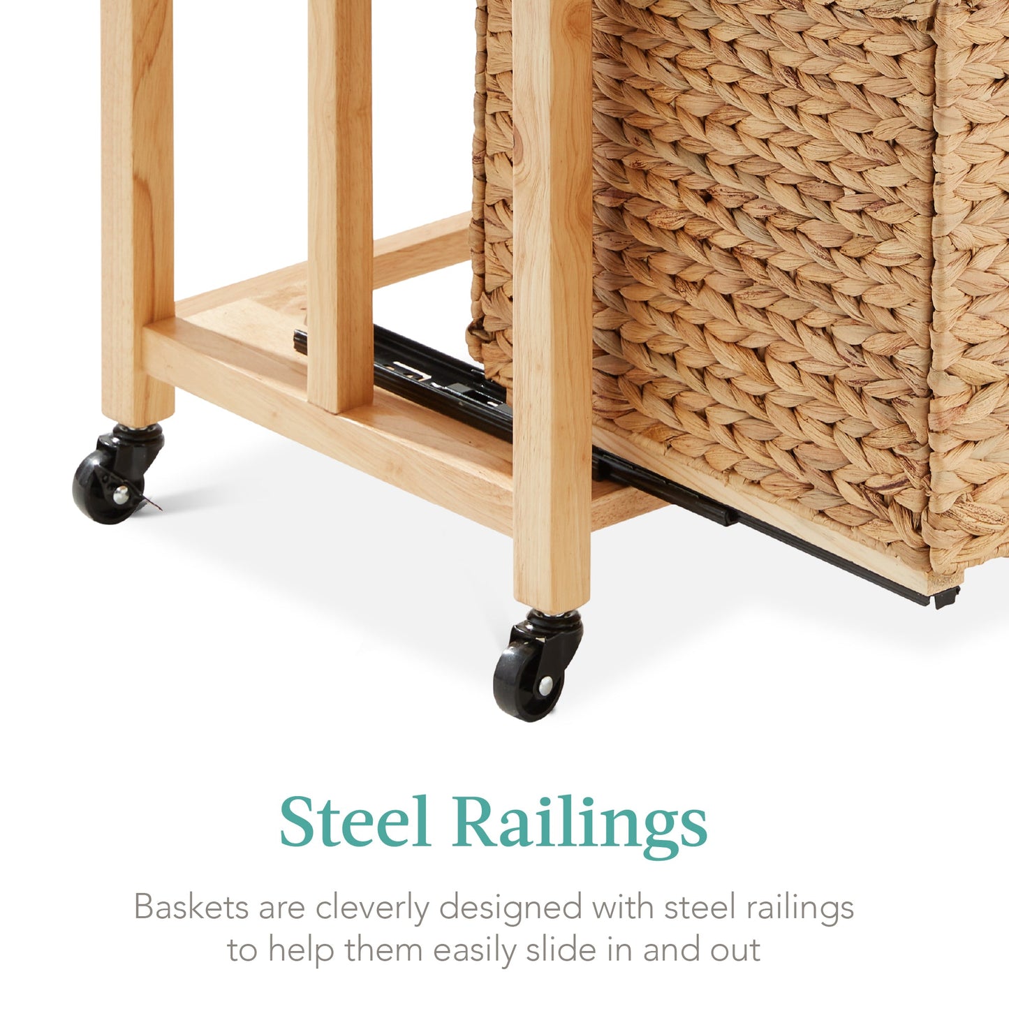 Vertical Rolling File Cabinet w/ Rubberwood Frame, Locking Caster Wheels
