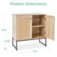 2-Door Rattan Storage Cabinet Accent Furniture for Living Room w/ Foot Pads