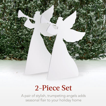 Set of 2 Christmas Angel Yard Decorations w/ Weather-Resistant PVC - 3ft