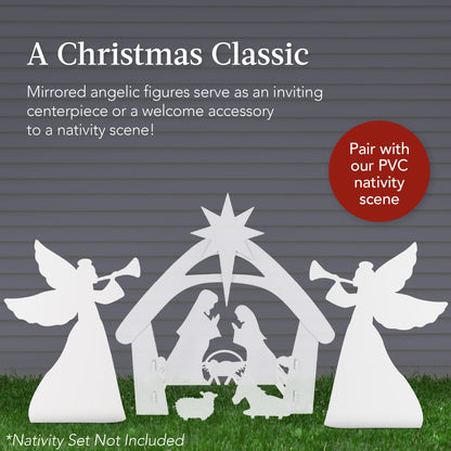 Set of 2 Christmas Angel Yard Decorations w/ Weather-Resistant PVC - 3ft