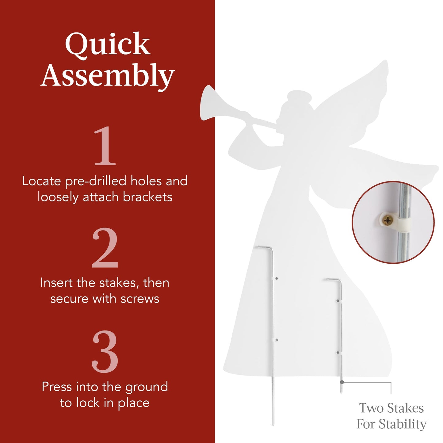 Set of 2 Christmas Angel Yard Decorations w/ Weather-Resistant PVC - 3ft
