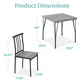 3-Piece Metal Wood Square Dining Table Furniture Set w/ 2 Chairs