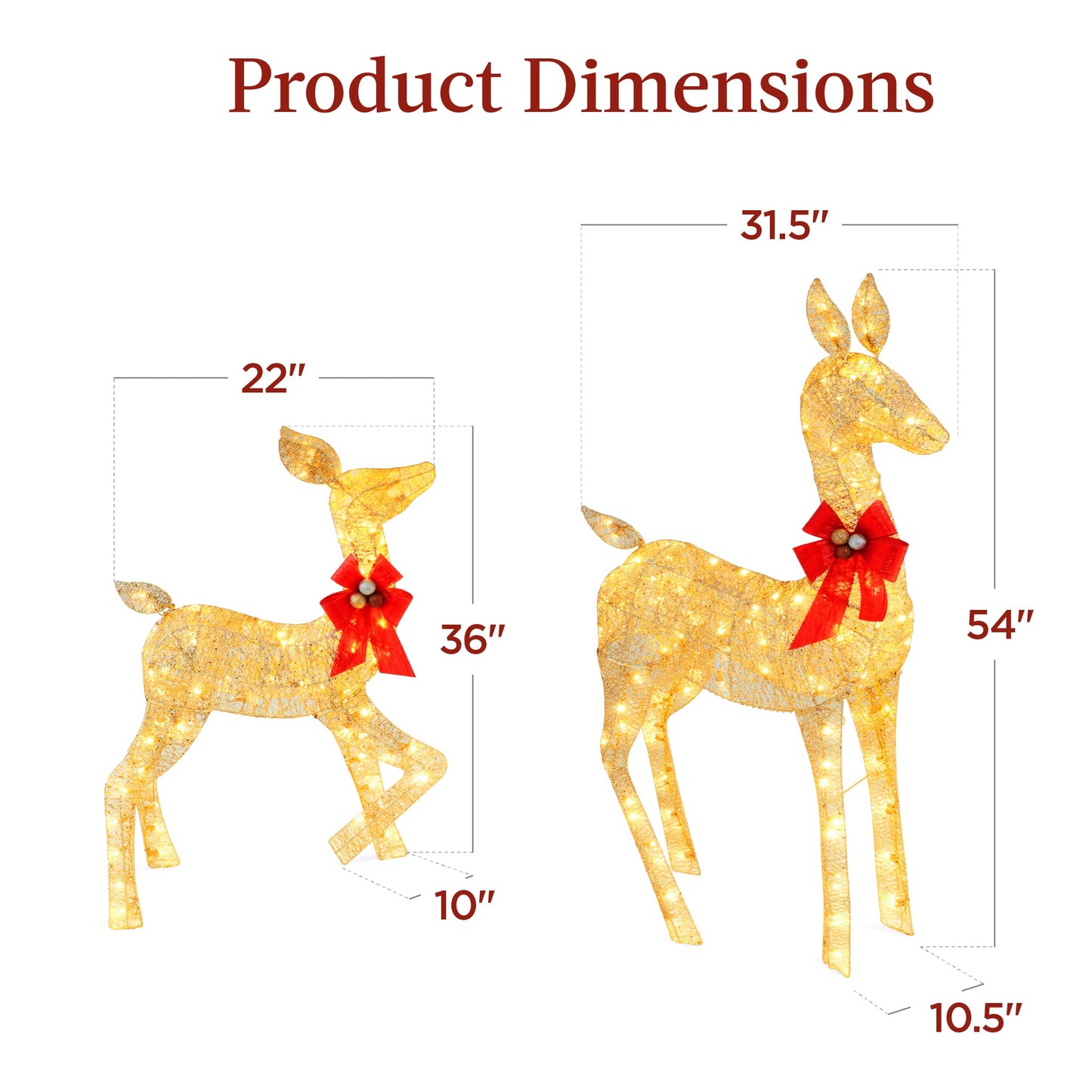 2-Piece Lighted Christmas Deer Family Outdoor Decor Set with LED Lights