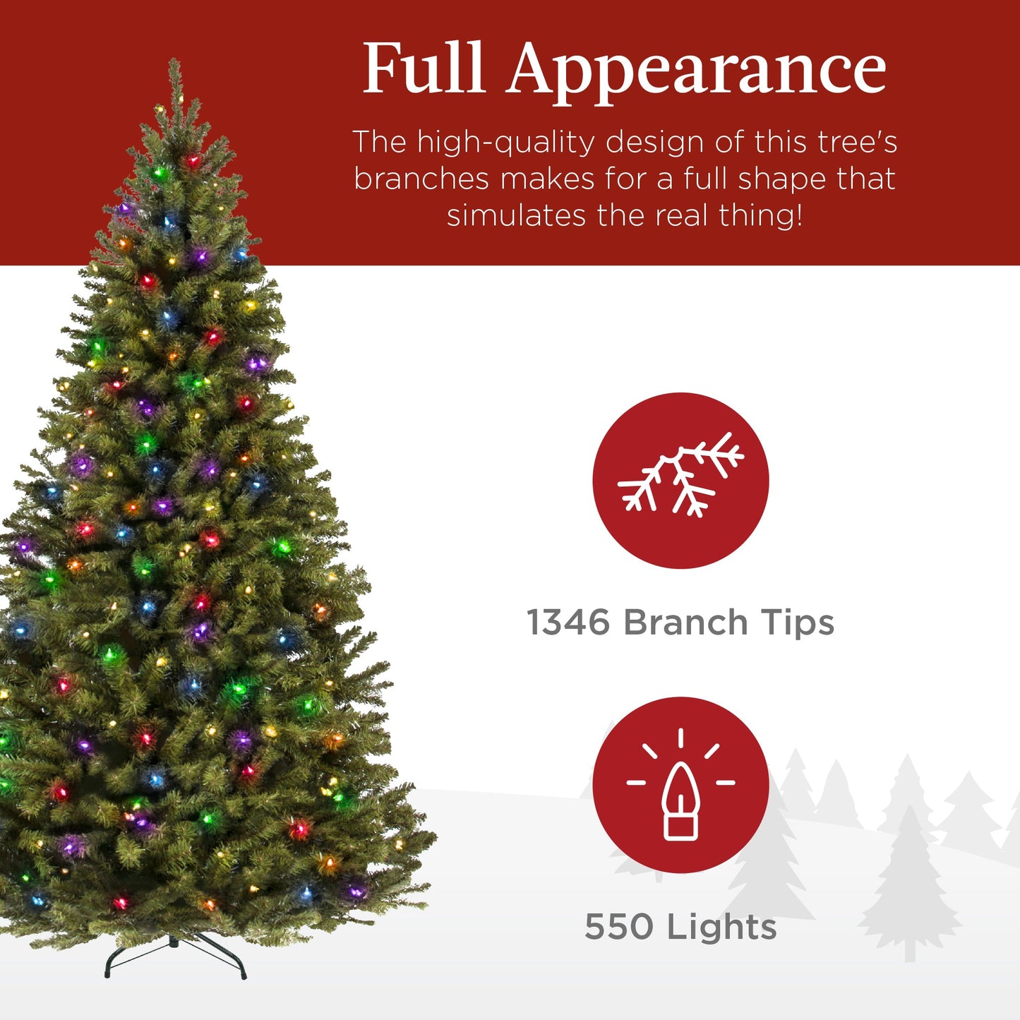 Pre-Lit Artificial Spruce Christmas Tree w/ Multicolored LED Lights