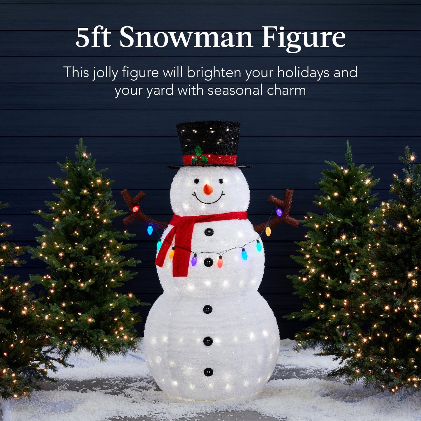 Lighted Pop-Up Snowman Outdoor Christmas Decoration w/ 200 LED Lights - 5ft