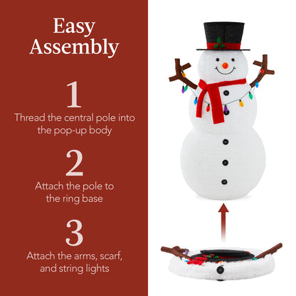 Lighted Pop-Up Snowman Outdoor Christmas Decoration w/ 200 LED Lights - 5ft