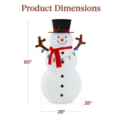 Lighted Pop-Up Snowman Outdoor Christmas Decoration w/ 200 LED Lights - 5ft