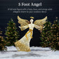 Lighted Outdoor Angel Christmas Decoration w/ 140 Lights, Harp, Stakes - 5ft
