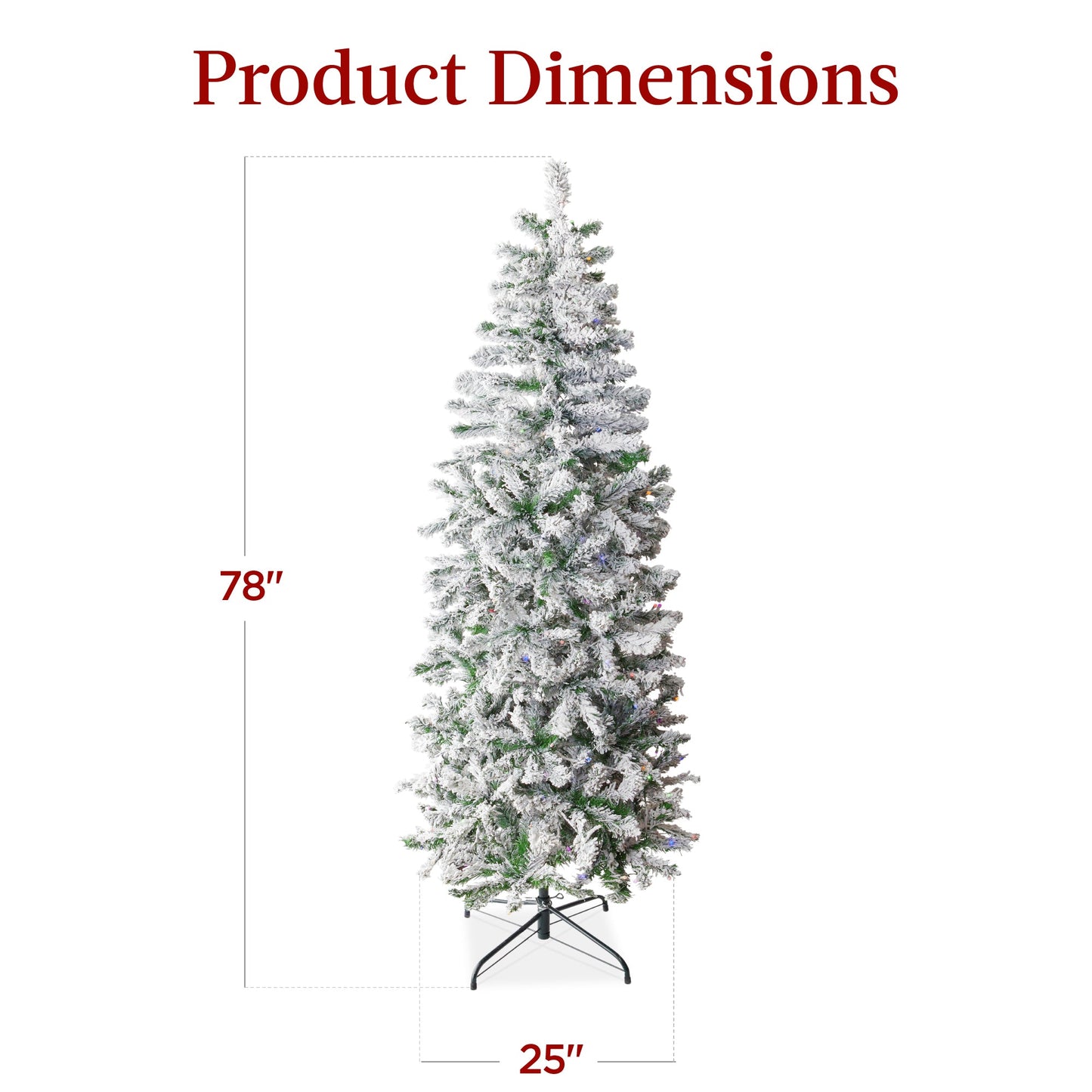 Pre-Lit Snow Flocked Artificial Pencil Christmas Tree w/ Multicolor Lights