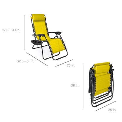 Set of 2 Adjustable Zero Gravity Patio Chair Recliners w/ Cup Holders