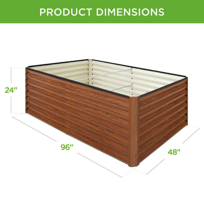 Outdoor Metal Raised Garden Bed for Vegetables, Flowers, Herbs - 8x4x2ft