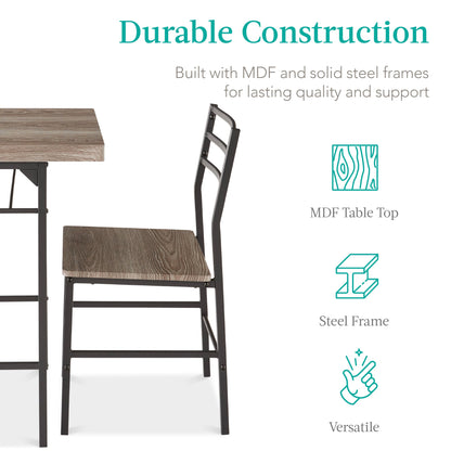 3-Piece Modern Square Dining Set w/ Storage Rack