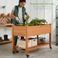 Mobile Raised Garden Bed Elevated Planter w/ Wheels, Shelf - 48x23.25x32in