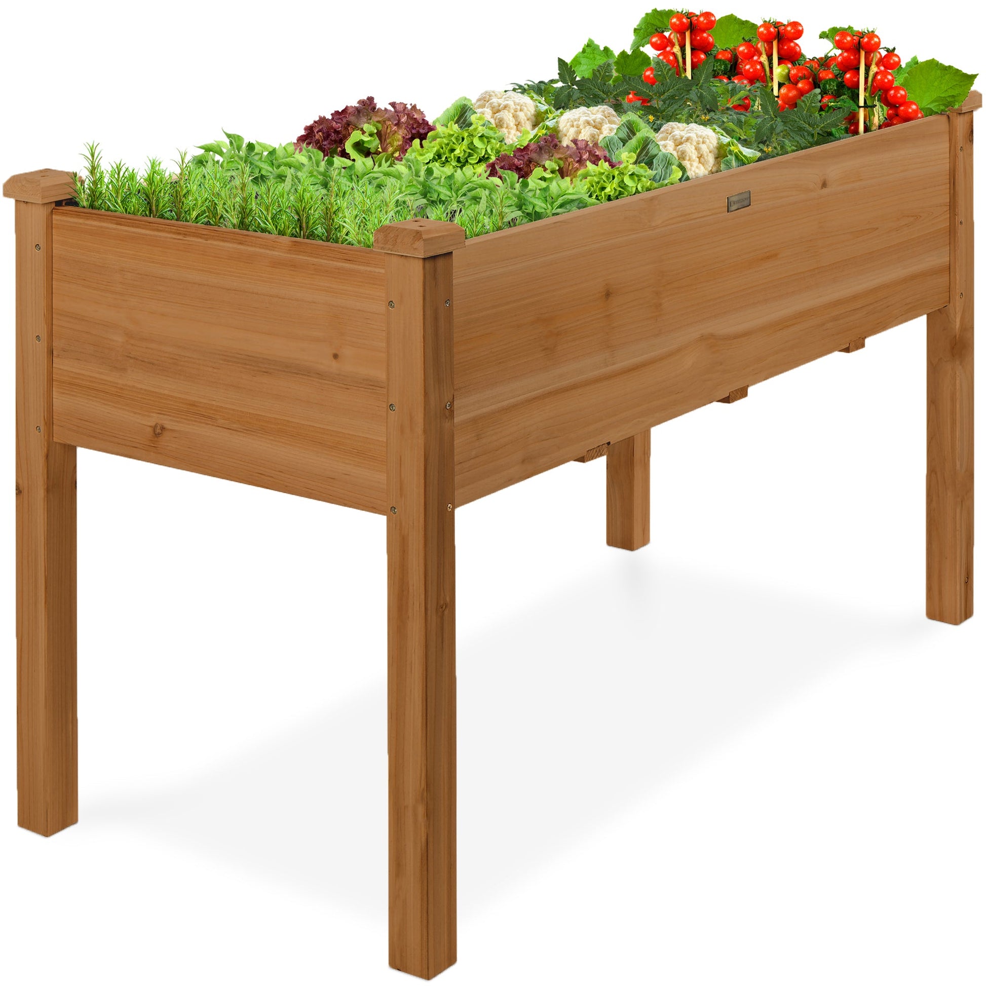 Raised Garden Bed, Elevated Wooden Planter Box w/ Foot Caps - 48x24x30in
