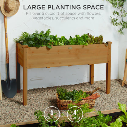 Raised Garden Bed, Elevated Wooden Planter Box w/ Foot Caps - 48x24x30in