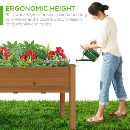 Raised Garden Bed, Elevated Wooden Planter Box w/ Foot Caps - 48x24x30in