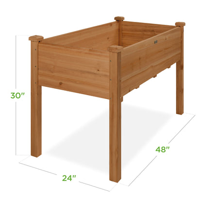 Raised Garden Bed, Elevated Wooden Planter Box w/ Foot Caps - 48x24x30in