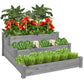 3-Tier Raised Fir Wood Garden Bed Planter w/ Stackable & Flat Setup